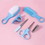 6 In 1 Baby Grooming Kit Hair Brush, Comb, Nail Care Tools, BPA-Free, Blue (Blue).