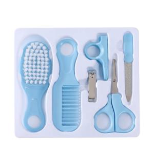 6 In 1 Baby Grooming Kit Hair Brush, Comb, Nail Care Tools, BPA-Free, Blue (Blue).