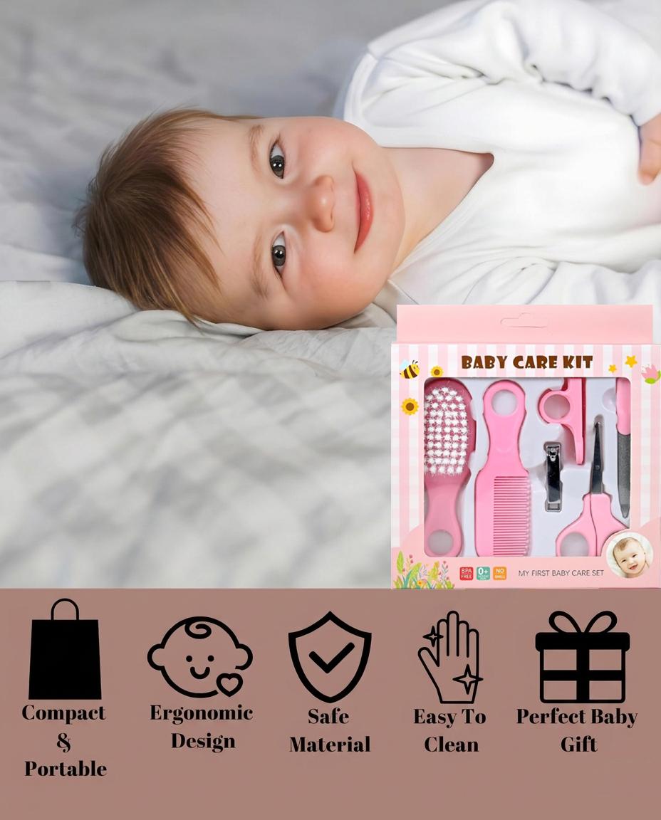 Baby Grooming Kit Infant Nursery Set Manicure Set Newborn Healthcare Kit (Pink) 1 Pcs