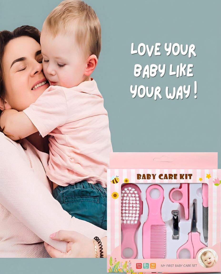 6 in 1 Baby Grooming Kit Infant Nursery Set Manicure Set Newborn Healthcare Kit (Pink).