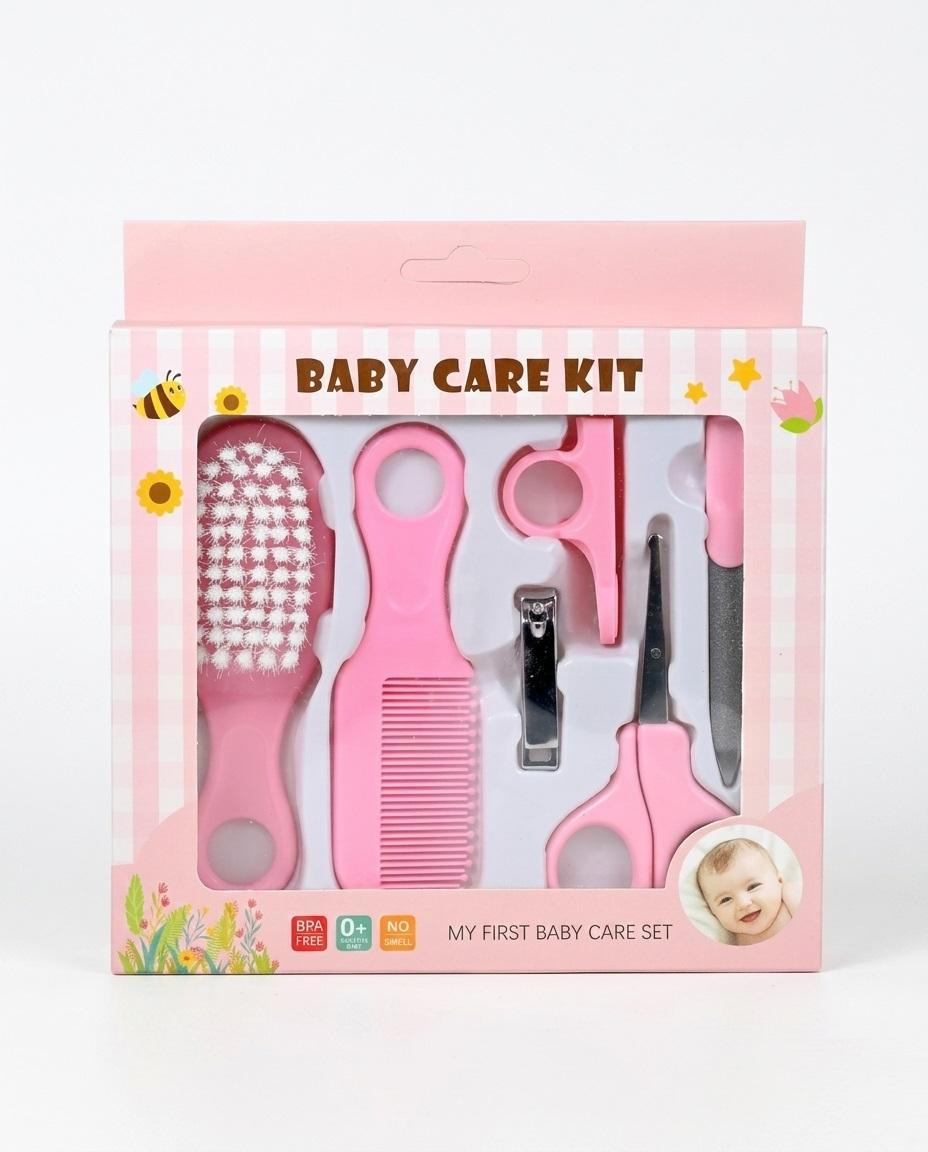 6 in 1 Baby Grooming Kit Infant Nursery Set Manicure Set Newborn Healthcare Kit (Pink).