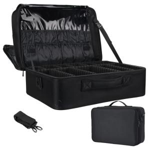 Professional 16 in 2 layer Makeup Case Organizer Bag for Women Travel Cosmetic Kit Storage