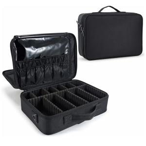 Professional 16 in 2 layer Makeup Case Organizer Bag for Women Travel Cosmetic Kit Storage