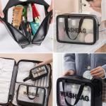 Makeup Bag for Home & Travel, Toiletry Bag  (Set of 3 Light Pink)