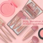 Mini Makeup Brushes Set with Mirror 5 Pcs Brushes Kit Case (Multicolour).