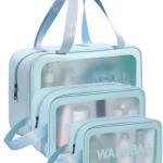Makeup Bag for Home & Travel, Toiletry Bag  (Set of 3 Blue).