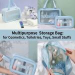 Makeup Bag for Home & Travel, Toiletry Bag  (Set of 3 Blue).