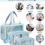 Makeup Bag for Home & Travel, Toiletry Bag  (Set of 3 Blue).