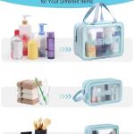 Makeup Bag for Home & Travel, Toiletry Bag  (Set of 3 Blue).