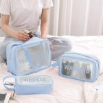 Makeup Bag for Home & Travel, Toiletry Bag  (Set of 3 Blue).