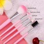 Mini 5 In 1 Makeup Mini Brushes Set for Women's & Girls (Pink).
