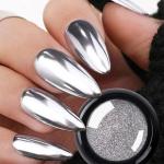 Powder, 2 Jars Nail Art Mirror Glitter Effect Chrome Pigment Powder with Sponge Applicators