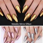 Powder, 2 Jars Nail Art Mirror Glitter Effect Chrome Pigment Powder with Sponge Applicators