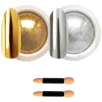 Powder, 2 Jars Nail Art Mirror Glitter Effect Chrome Pigment Powder with Sponge Applicators