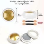 Powder, 2 Jars Nail Art Mirror Glitter Effect Chrome Pigment Powder Dust Gold Silver Chrome Nail Powder with Sponge Applicators