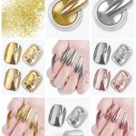 Powder, 2 Jars Nail Art Mirror Glitter Effect Chrome Pigment Powder with Sponge Applicators