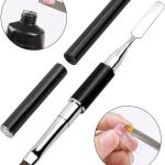 Stainless Steel Picker Dual-Ended Nail Spatula Brush Poly Builder Gel Tool Builder Gel Nail Brush (Black)