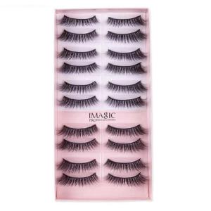 Professional Synthetic Fibers False Eyelashes, 3D Eyelashes Pack 10 Pairs of 1