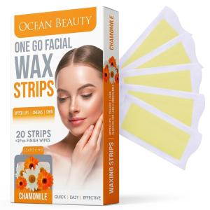 Ocean Beauty Facial Wax Strips 20 Strips 2 Finish Wipes (Pack of 1)