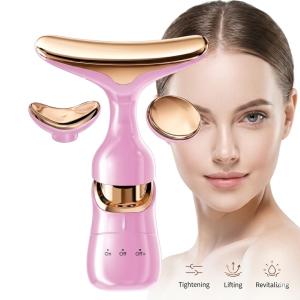 3-in-1 Facial & Neck. Electric Face Massager(Pink)