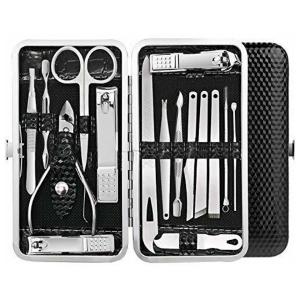 16 in 1 Manicure Pedicure Nail Tools With Leather Case Color May Vary