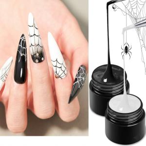 Gel for Nail Art Elastic Painted Nail Gel Polish for Pulling Drawing Line Nail Decoration Spider Nail Set (White)