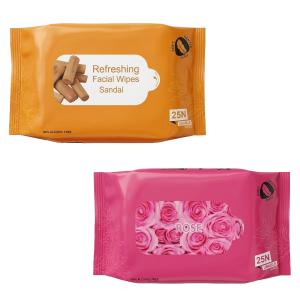 Refreshing Wipes / Face Wipes / Facial Tissue Pack of 4 Flavor s (Rose, Lavender, jasmine, lemon , Aloe Vera 2 Pcs