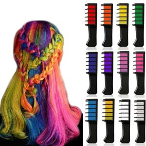 12 Hair Color for Girls Temporary Hair Color Dye for Kids, Comb, Gifts For Girls..