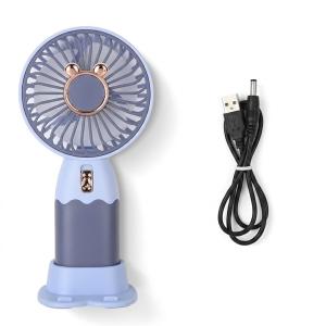 Hand Fan Built-In Rechargeable Battery Operated Summer Cooling Mini Fan (1 Piece).Sky Blue