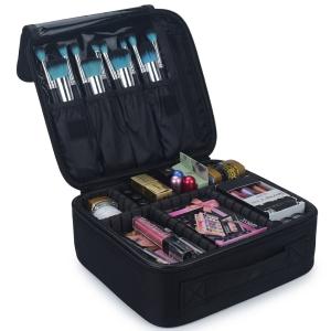 Makeup Bag Organiser Large Waterproof Professional Toiletry Travel Pouch (Black) Pack of 1