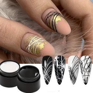 Gel for Nail Art Elastic Painted Nail Gel Polish for Pulling Drawing Line Nail Decoration Spider Nail Set (White)