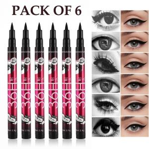 Black Waterproof Liquid Eyeliner Make Up Beauty Long-lasting Eye Liner Pencil (Pack of 6).