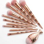 Diamond cut Handle Makeup Brush Set With Big Fish Tail For Foundation /Eyeshadow /Lips-11 Pieces