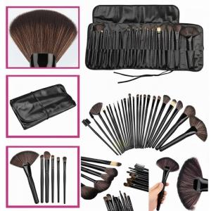 24 Piece Makeup Brush Set with PU Leather Case (Black)