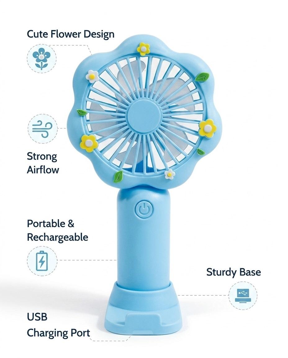 Handheld Fan Portable, Mini USB Hand Fan for Cooling, Small Electric Rechargeable Fan 1 Pcs