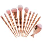 11pcs Diamond cut Handle Makeup Brush Set With Big Fish Tail For Foundation Brush