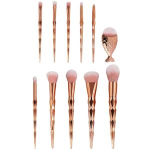 Diamond cut Handle Makeup Brush Set With Big Fish Tail For Foundation /Eyeshadow /Lips