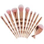 Diamond cut Handle Makeup Brush Set With Big Fish Tail For Foundation /Eyeshadow /Lips-11 Pieces