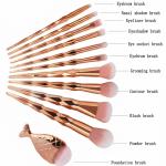 11pcs Diamond cut Handle Makeup Brush Set With Big Fish Tail For Foundation Brush