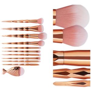Makeup Diamond Cut Handle Brush with Fish Tail Foundation brush kit 11 Pieces