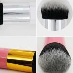 2 Pcs Golden Round Pier Foundation Brush Flat Cream Makeup Brush (1 White & Pink)