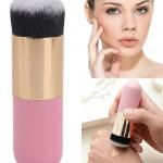 2 Pcs Golden Round Pier Foundation Brush Flat Cream Makeup Brush (1 White & Pink)