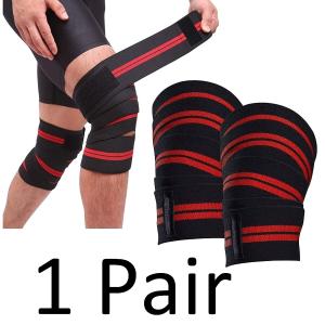 Knee Wraps and Wrist Band Support Straps 1 Pair Knee Band)