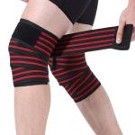 Knee Wraps(1 Pair) for Weightlifting Powerlifting Leg Press (Black red).