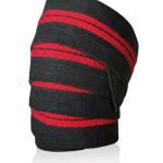 Knee Wraps(1 Pair) for Weightlifting Powerlifting Leg Press (Black red).