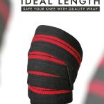 Knee Wraps(1 Pair) for Weightlifting Powerlifting Leg Press (Black red).