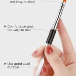 Stainless Steel Picker Dual-Ended Nail Spatula Brush Poly Builder Gel Tool Builder Gel Nail Brush (Black)