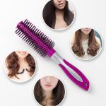 2 Pcs Professional Round Hair Brush With Rubber Grip Handle For Men & Women