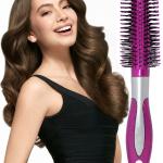 2 Pcs Professional Round Hair Brush With Rubber Grip Handle For Men & Women
