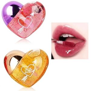 Sparkling Heart-Shaped Lip Gloss, Multicolor (Pack of 2).